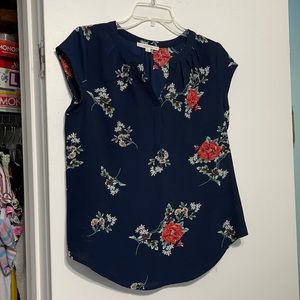 Lovely Blue Blouse with Florals 🌺